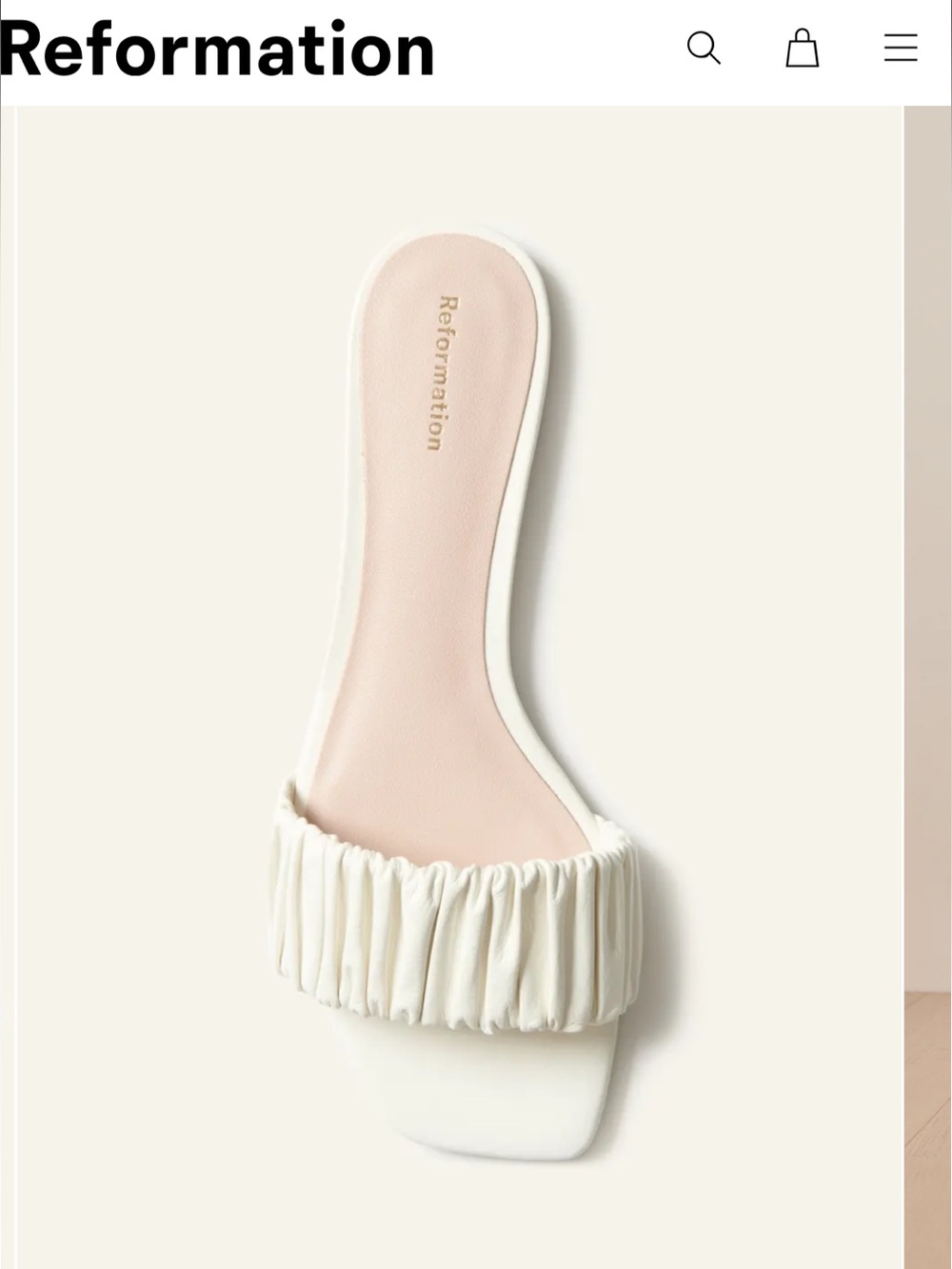 Reformation Marcella Ruched Flat Slide